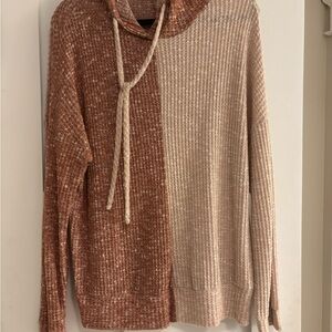 White Birch Textured Knit Sweater in Brown and Cream